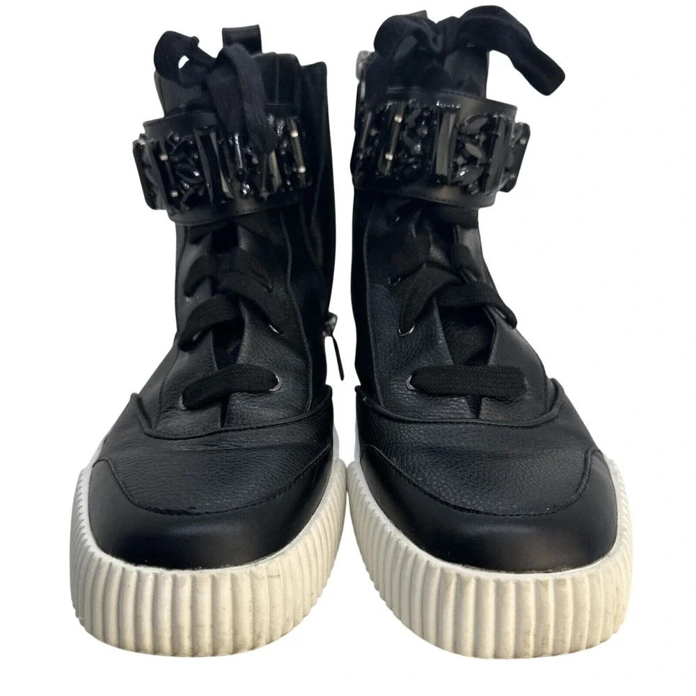 Karl Lagerfeld Paris Jeren Embellished Leather High-Top Sneakers Size 9‎ - Picture 4 of 13